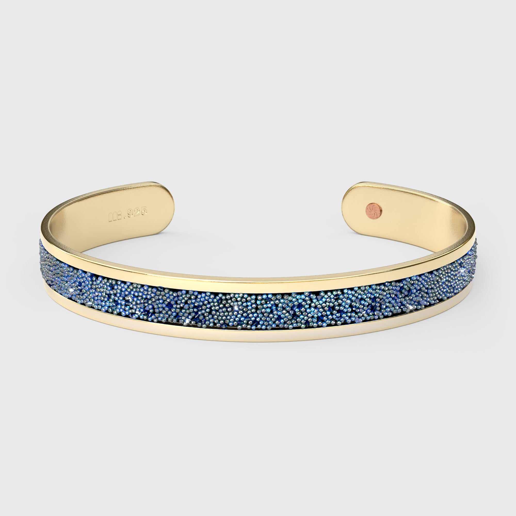 Swarovski Sapphire Crystal Cuff Gold over Silver