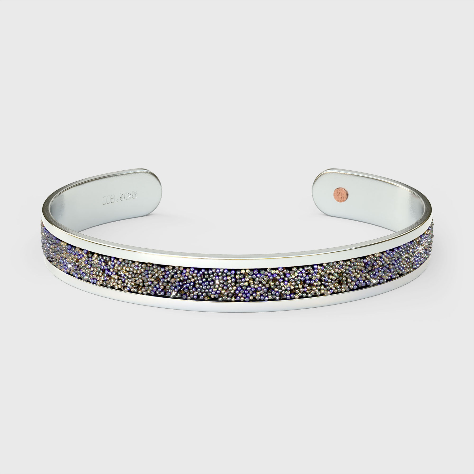 Metal Alchemist SWAROVSKI® Crystal Cuff collection in sterling silver — sapphire, heliotrope, and multicolor crystal cuffs.