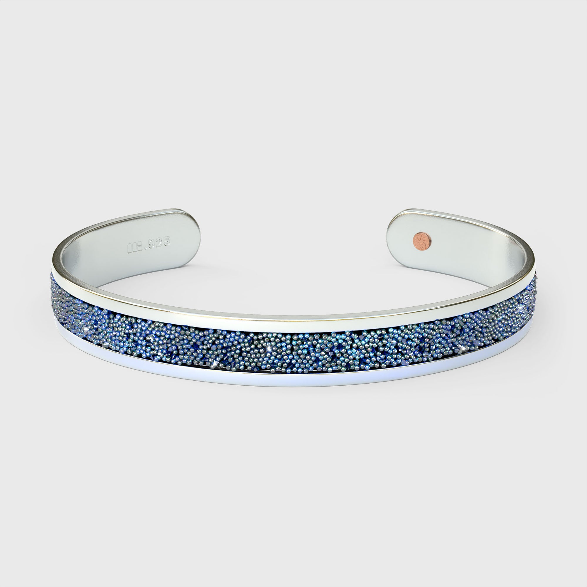 Swarovski Sapphire Crystal Cuff Sterling Silver